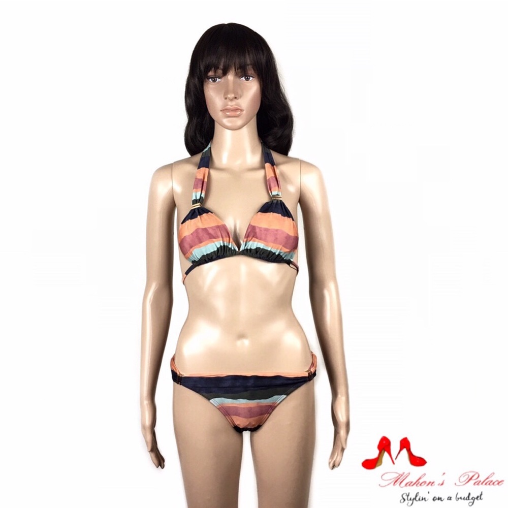 Vix Multicolored Rose Gold Embellished Bikini Top
